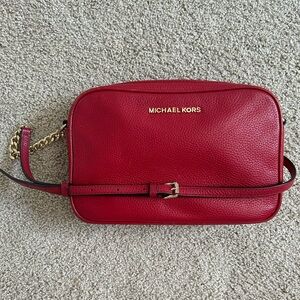 Michael Kors Red Leather Crossbody Bag